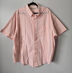 Munsingwear Men’s XXL Easter Spring Salmon Pink Gingham Plaid Button Down Shirt